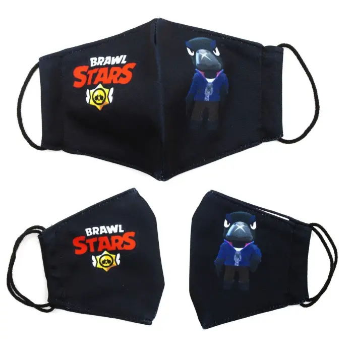 Многоразовая 4-х слойная защитная маска "BRAWL STARS Ворон" размер 3, 7-14 лет