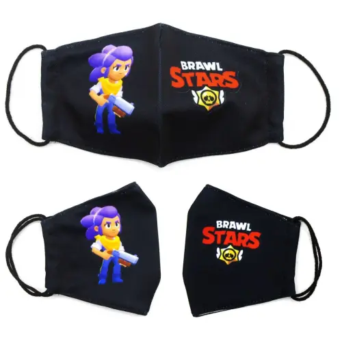 Багаторазова 4-х шарова захисна маска "BRAWL STARS Шеллі" розмір 3, 7-14 років