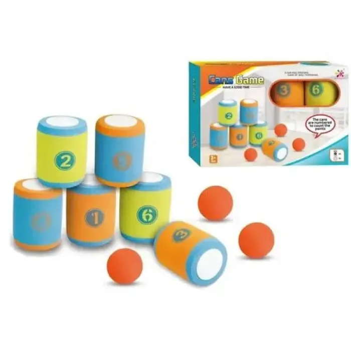 Іграшка банки "Cans Game" 6 банок 10 см, 3 м'ячика 6 см