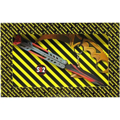BOX Сувенирный SO-2 "Бабочка BLACK WIDOW & Керамбит GOLD"