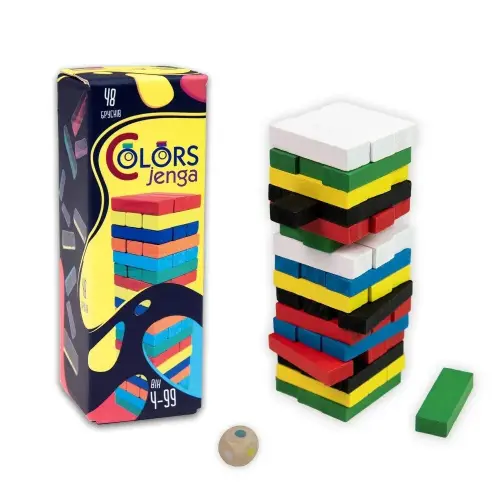 Настольная игра "Colors Jenga", мини (48 брусков)