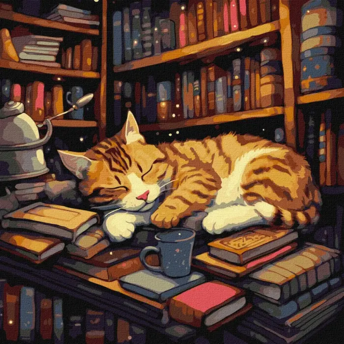 Картина по номерам "Пушистый книголюб"