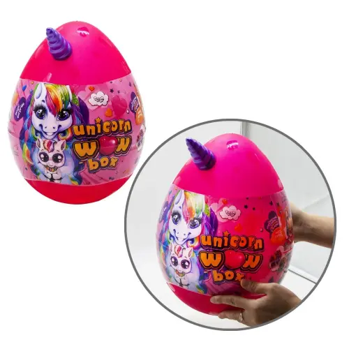 Уцінка. Іграшка-сюрприз "Unicorn WOW Box", укр (малиновий) Зламане яйце , вміст у порядку в повній комплектації