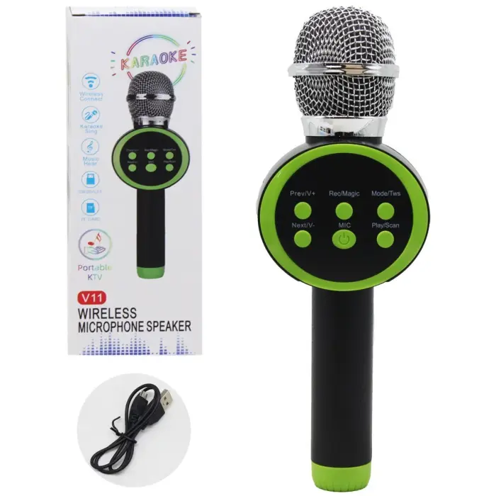 Уценка. Микрофон беспроводной "Wireless Microphone", зеленый - Не працює електроніка