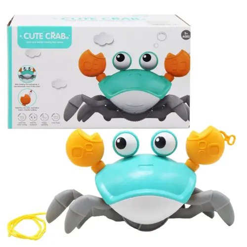 Уценка. Заводная игрушка "Cute crab" (бирюзовый) Игрушка не заводится, но ходит если тянуть за поводок