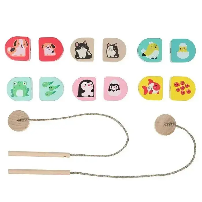 Силянки "Моя сімя"/Wooden lacing toy set "Me and mommy"