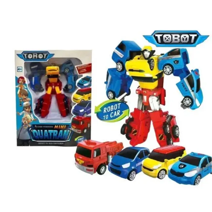 Уцінка. Робот-трансформер Tobot Quatran перетворюється у 4 машинки,у короб. 36*11*28см - деформована упаковка