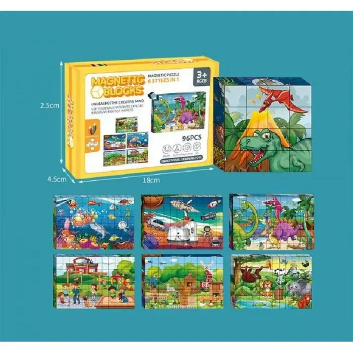 Магнітні кубики "Magnetic Blocks", 96 штук, 12 зображень