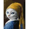 Картина по номерам "Кошка с жемчужной серьгой" 30х40 см