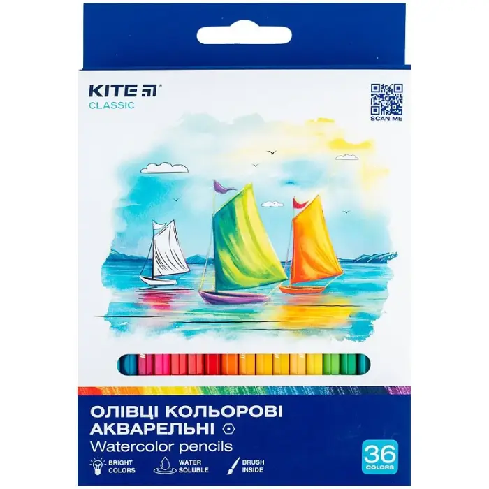 Карандаши цветные акварельные, 36 шт., Kite Classic