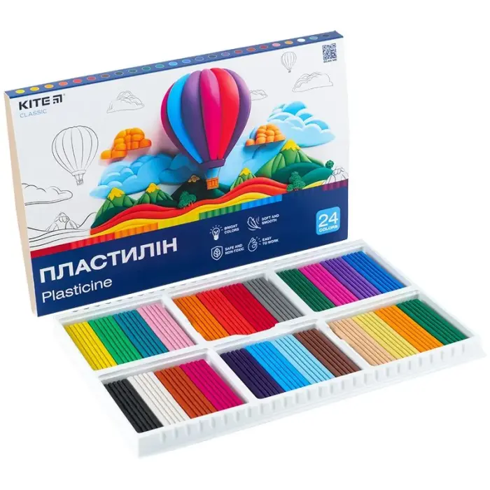 Пластилін, 24 кольори, 480 г. Kite Classic