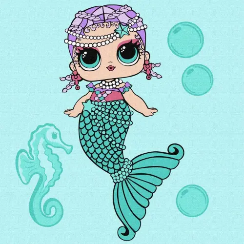 Картина по номерам с красками металлик "L.O.L. Surprise! Mermaids Merbaby" 40х40 см