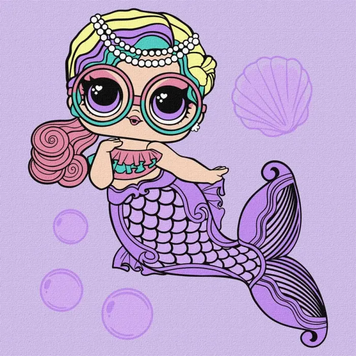 Картина за номерами з фарбами металік "L.O.L. Surprise! Mermaids. Miss Sea" 40х40 см