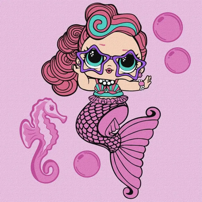 Картина за номерами з фарбами металік "L.O.L. Surprise! Mermaids. Waves" 40х40 см