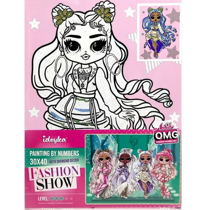 Картина по номерам со стразами "L.O.L. Surprise! O.M.G. Fashion show Missy Frost" 30х40 см