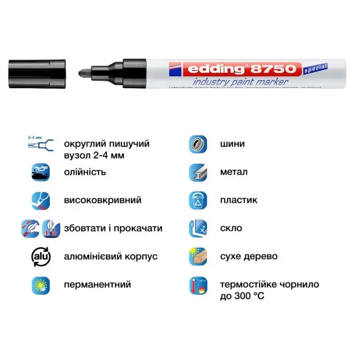 Маркер Industry Paint e-8750 2-4 мм чорний