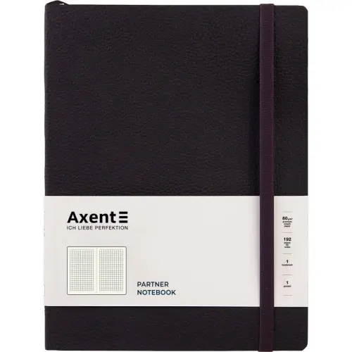 Книга записна Partner Soft L, 190*250, 96 арк, кліт, чорна