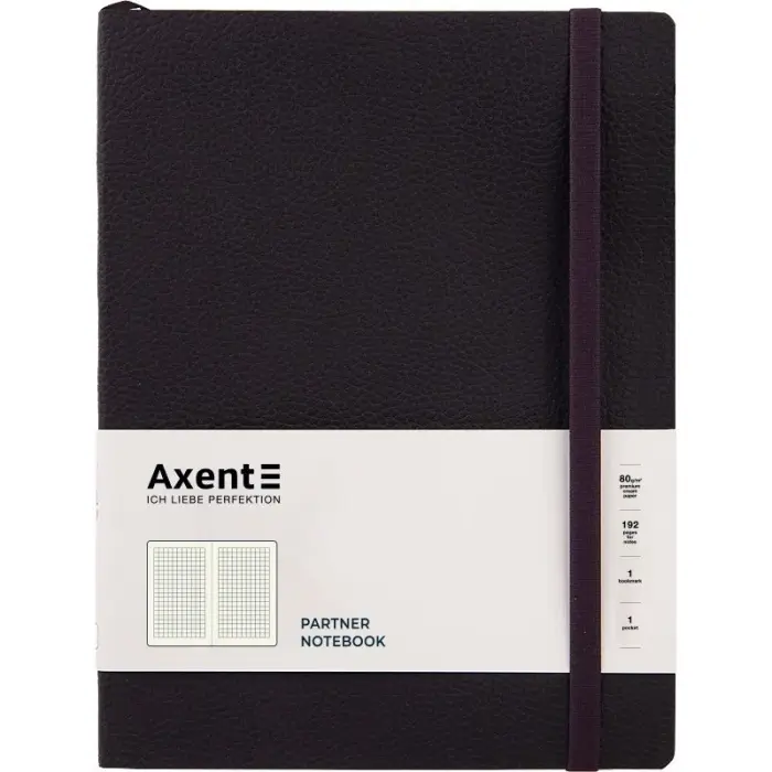 Книга записна Partner Soft L, 190*250, 96 арк, кліт, чорна