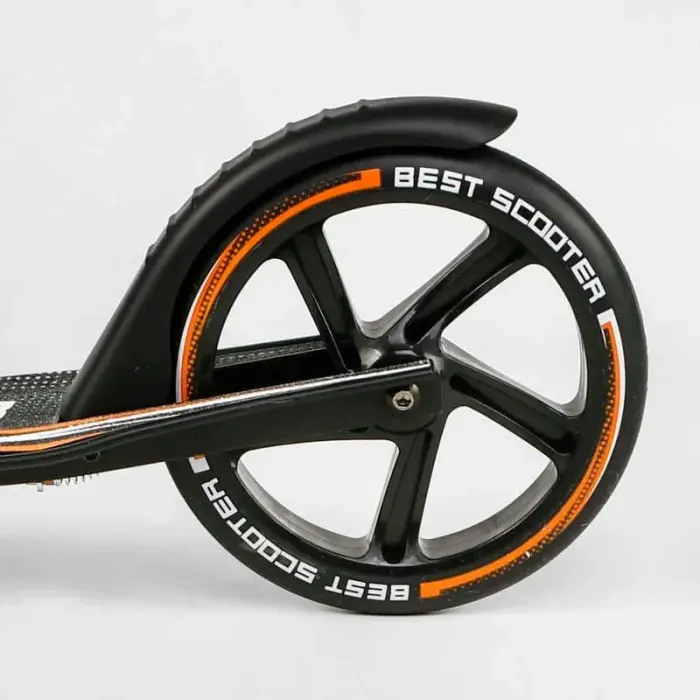 Самокат алюмінієвий Best Scooter 79740 колеса PU, ФАРА, затискач керма, d передніх коліс - 230мм, d задніх коліс 200мм, 1 амортизатор передній
