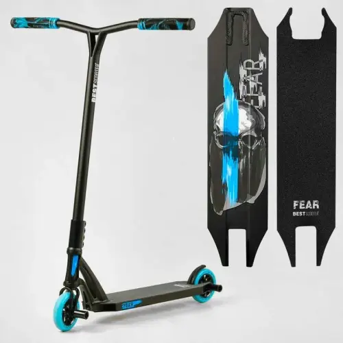 Самокат трюковий "Best Scooter" FEAR, SCS-система, ПЕГИ, алюмінієвий диск та дека, колеса PU, d=115 мм, ширина керма 58 см