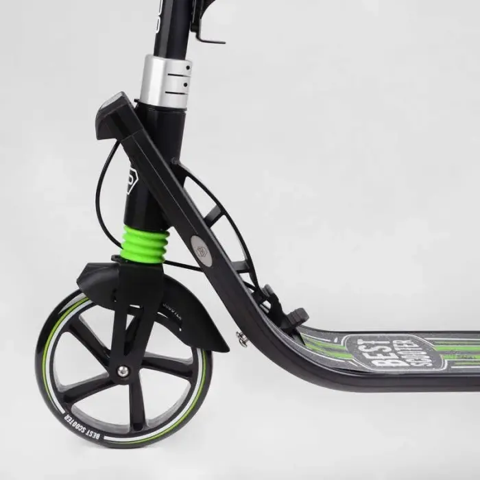 Самокат двухколесный "Best Scooter" (ФАРА, колеса PU 200мм, 2 амортизатора, зажим руля, ручной тормоз, в коробке)