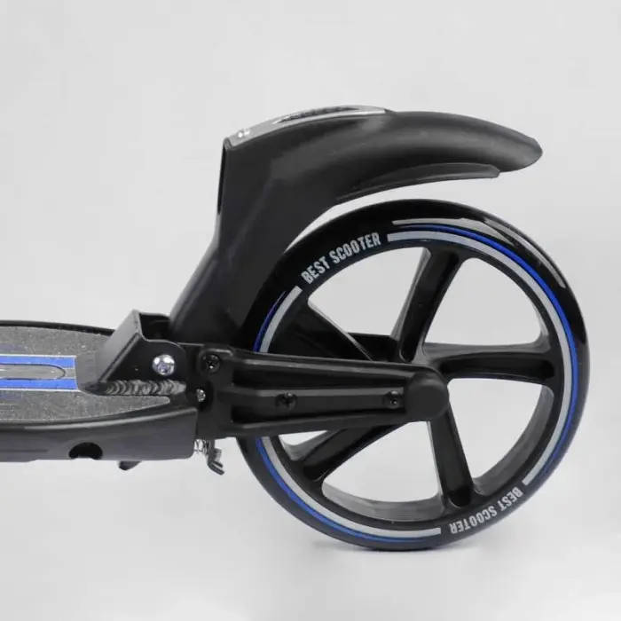 Самокат двоколісний "Best Scooter" (ФАРА, колеса PU 200мм, 2 амортизатори, затискач керма, ручне гальмо, в коробці)
