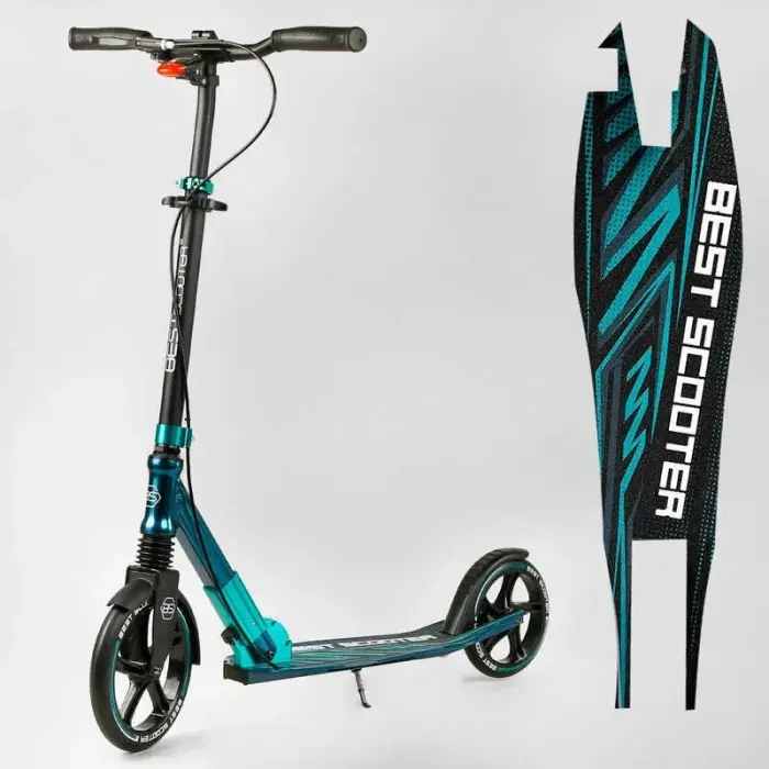 Самокат алюмінієвий "Best Scooter" (колеса PU, ФАРА, затискач керма, d передніх коліс - 230мм, d задніх коліс 200мм, 1 амортизатор передній)