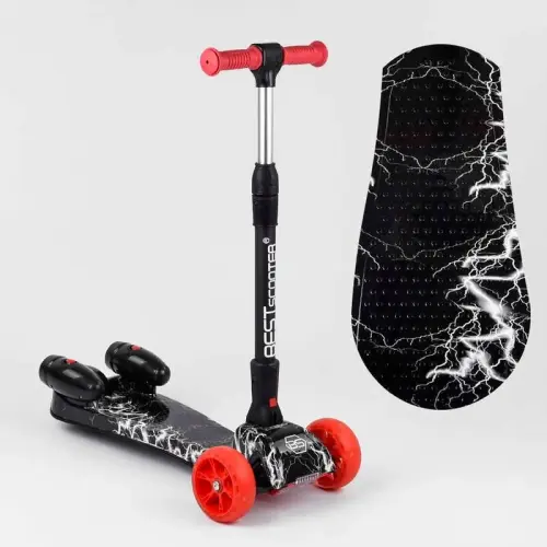 Самокат "Best Scooter. MAXI" (з парогенератором, МУЗИКА, ДИМ, ТУРБІНИ, пластмасовий, колеса PU 120х40мм, складне алюмінієве кермо, в коробці