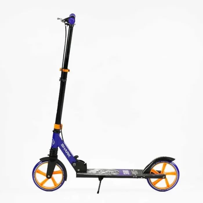 Самокат двоколісний "Best Scooter SHARK" (з ручним гальмом, затискач керма, колеса PU - 20 см, 1 амортизатор, в коробці)