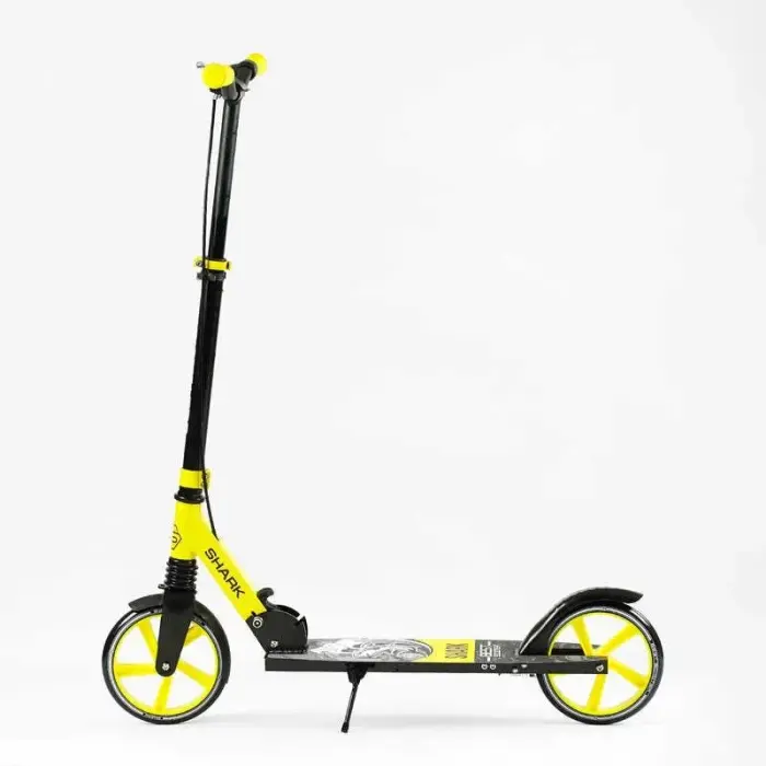 Самокат двухколесный "Best Scooter SHARK" (с ручным тормозом, зажим руля, колеса PU – 20 см, 1 амортизатор, в коробке)