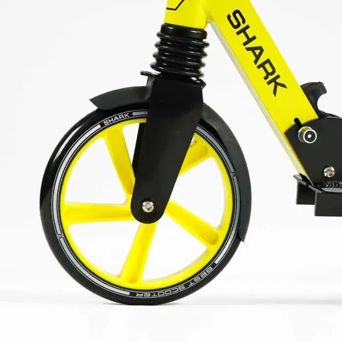 Самокат двухколесный "Best Scooter SHARK" (с ручным тормозом, зажим руля, колеса PU – 20 см, 1 амортизатор, в коробке)