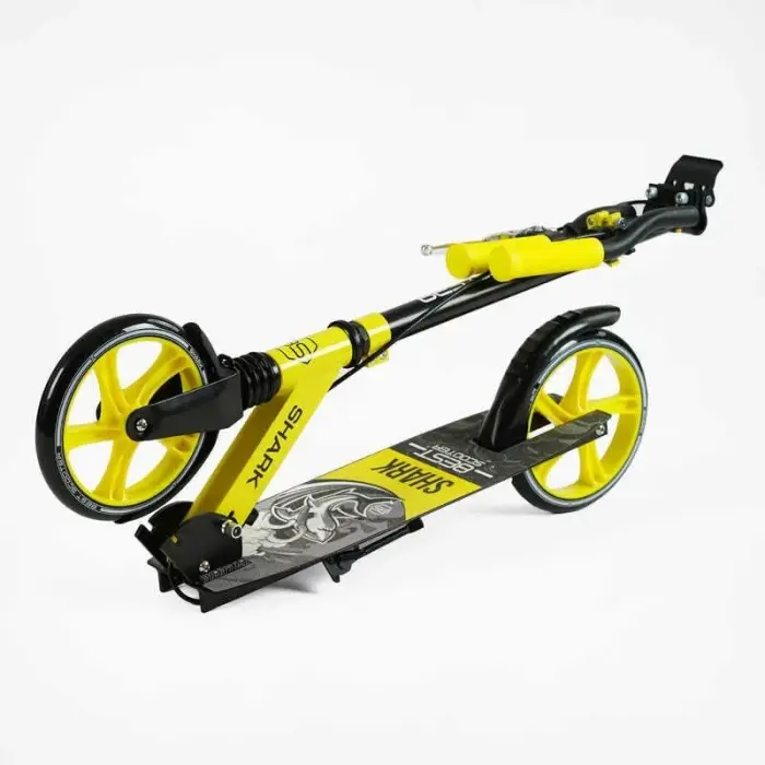 Самокат двухколесный "Best Scooter SHARK" (с ручным тормозом, зажим руля, колеса PU – 20 см, 1 амортизатор, в коробке)
