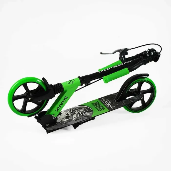 Самокат двоколісний "Best Scooter SHARK" (з ручним гальмом, затискач керма, колеса PU - 20 см, 1 амортизатор, в коробці)