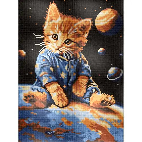Алмазна мозаїка "Зоряний котик" 30х40 см