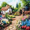 Картина за номерами "Квіти біля хатини" 30х30 см
