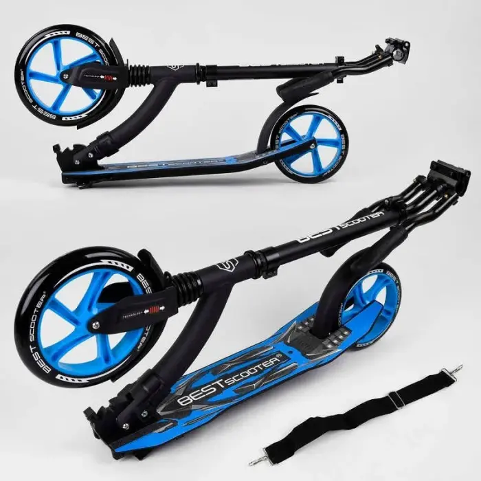 Самокат двоколісний Best Scooter 54664 колеса PU - переднє 23 см, заднє - 20 см, 1 амортизатор, широкий руль, зажим руля, в коробці