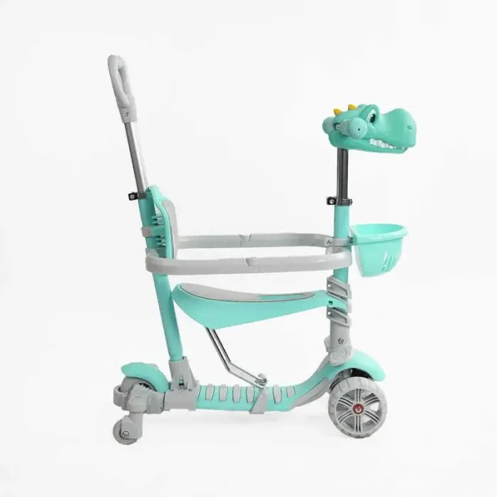 Самокат 5в1 "Best Scooter", з ДОП. КОЛЕСАМИ, захисний бампер, PU колеса зі світлом, в коробці