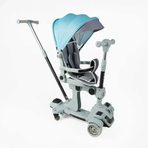 Самокат 5в1 Skyper (4) колеса PU125х40мм зі світлом, з капюшоном, поворотне сидіння, з ДОП. КОЛЕСАМИ, захисний бампер, в коробці