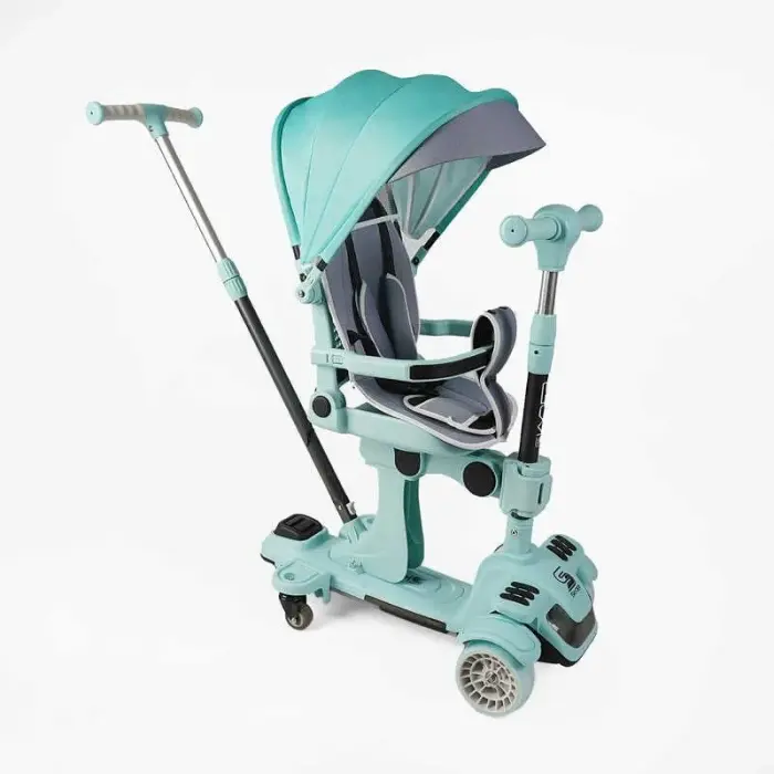 Самокат 5в1 Skyper (4) колеса PU125х40 мм зі світлом, з капюшоном, поворотне сидіння, з ДОП. КОЛЕСАМИ, захисний бампер, в коробці