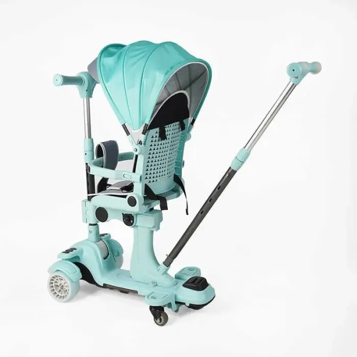 Самокат 5в1 Skyper (4) колеса PU125х40 мм зі світлом, з капюшоном, поворотне сидіння, з ДОП. КОЛЕСАМИ, захисний бампер, в коробці