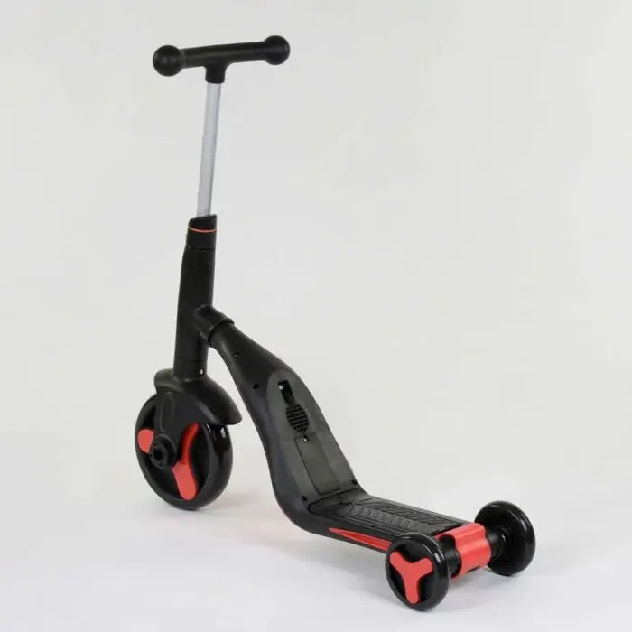 Самокат 3в1 (1) Best Scooter, самокат-велобіг-велосипед, ЧЕРВОНИЙ, світло, 8 мелодій, колеса PU, переднє колесо d = 20см, задні d = 11см