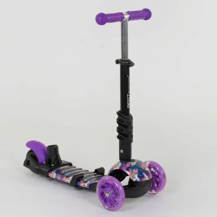 Самокат 5в1 19870 (1) Best Scooter, АБСТРАКЦИЯ, PU колеса, ПОДСВЕТКА КОЛЕС, в коробке