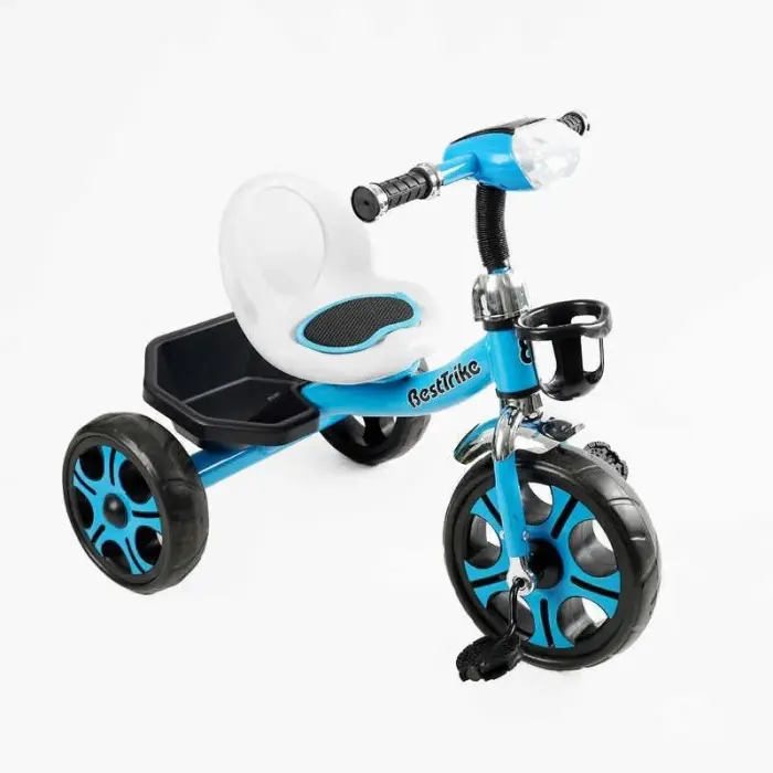 Велосипед 3-х колісний BS-24513 Best Trike (1) колеса EVA переднє 12’’, заднє 10’’, сталева рама, фара з музикою та світлом, кошик, в коробці