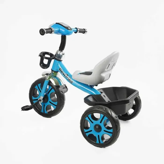 Велосипед 3-х колісний BS-24513 Best Trike (1) колеса EVA переднє 12’’, заднє 10’’, сталева рама, фара з музикою та світлом, кошик, в коробці