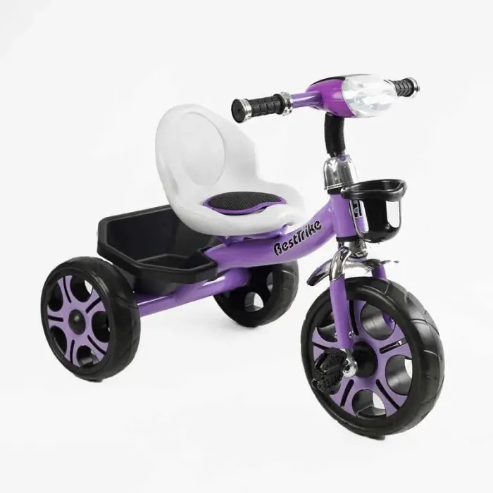 Велосипед 3-х колесный BS-27102 Best Trike (1) колеса EVA переднее 12”, заднее 10”, стальная рама, фара с музыкой и светом, корзина, в коробке