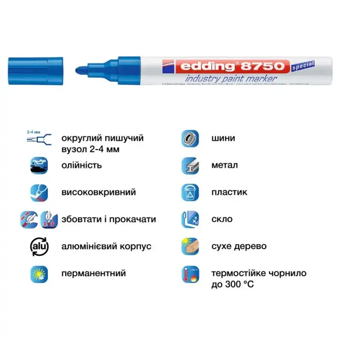 Маркер Industry Paint e-8750 2-4 мм синій