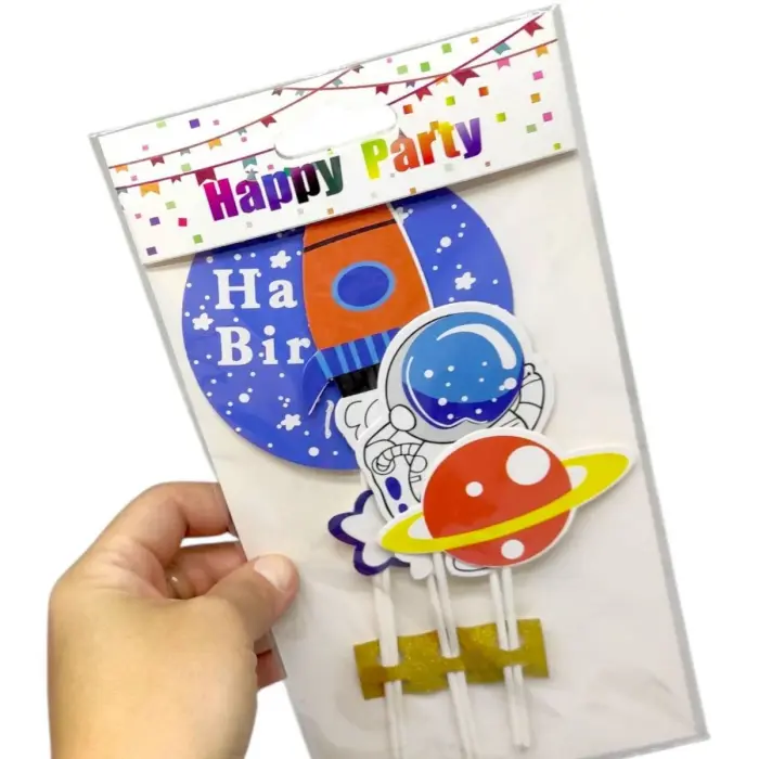 Топпер на торт Happy Birthday дитячий - КОСМОС