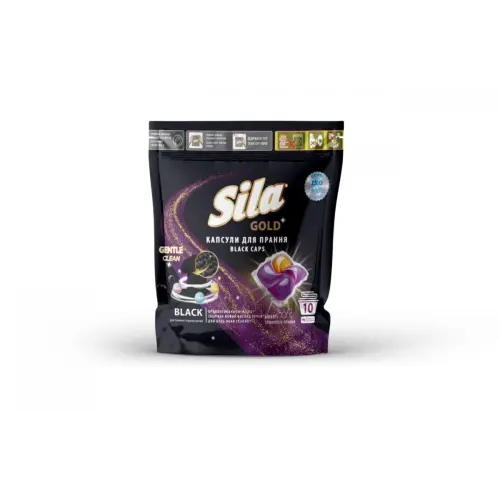 Засіб для прання в капсулах "Sila" (10шт*19г) GOLD BLACK з zip-замком