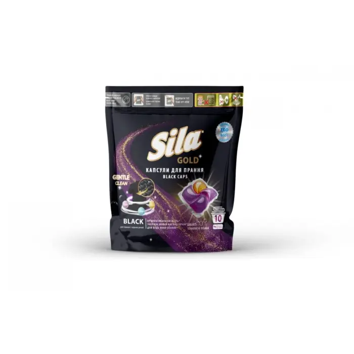 Средство для стирки в капсулах "Sila" (10шт*19г) GOLD BLACK с zip-замком