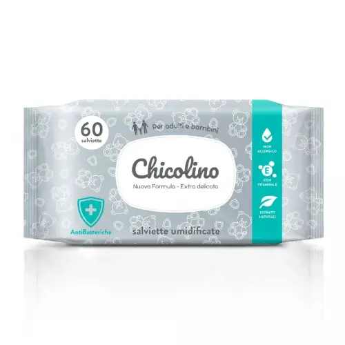 Серветки вологі для дорослих і дітей антибактеріальна Chicolino, 60 шт